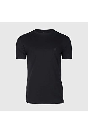 Erkek Siyah Baskılı Regular Fit Kalıp Likralı Kumaş T-shirt