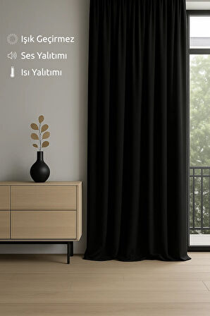 Lüks Siyah Elegance Işık Geçirmez Karartma Perde