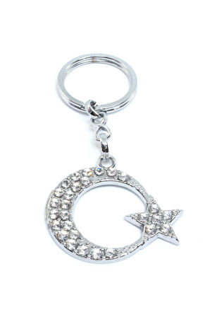 Beyaz Ay Yıldız Anahtarlık