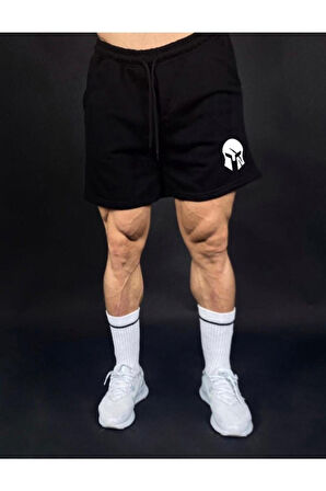 Erkek Sparta Baskılı Pamuk Spor Şort