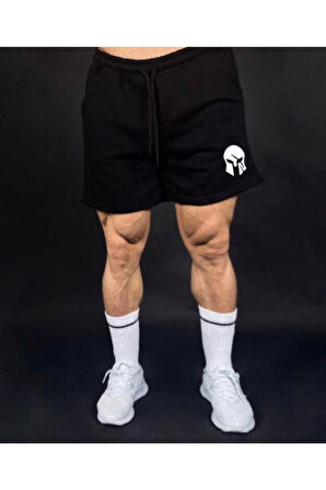 Erkek Sparta Baskılı Pamuk Spor Şort