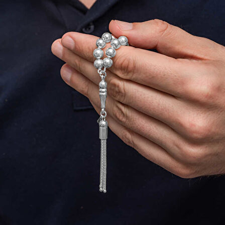 BlackCraft Gümüş Yuvarlak Erkek Tesbih (BC-58A443)