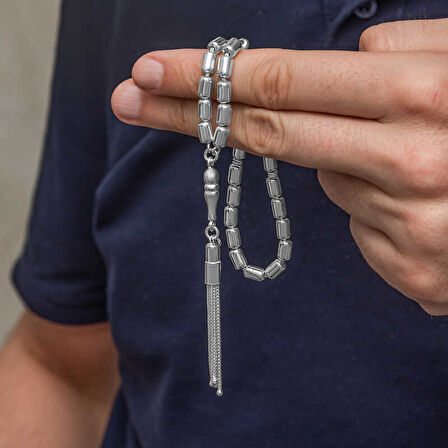 BlackCraft Gümüş Kapsül Kesim Erkek Tesbih (BC-3D004B)