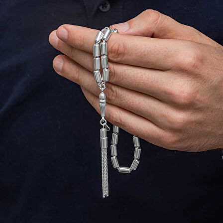 BlackCraft Gümüş Kapsül Kesim Erkek Tesbih (BC-3D004B)