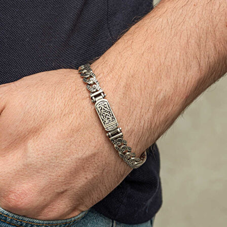 BlackCraft Gümüş Elişi Örgü Gurmet Erkek Bileklik (BC-E975CD)