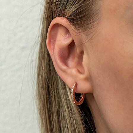 BlackCraft Gümüş Zirkon Taşlı Rose Oval Küpe (BC-33A5C8)