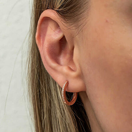 BlackCraft Gümüş Zirkon Taşlı Rose Oval Küpe (BC-33A5C8)