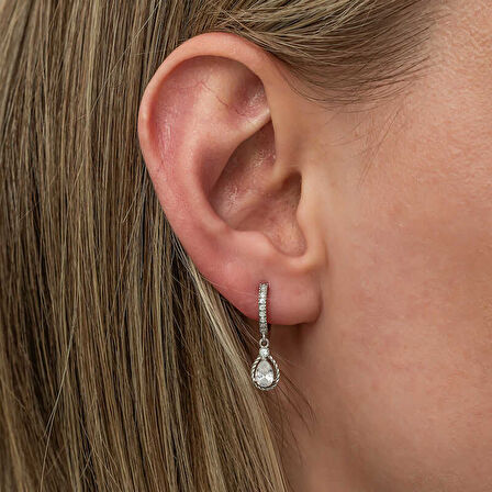 BlackCraft Gümüş Sallantılı Damla Kadın Küpe (BC-00A628)