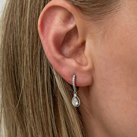 BlackCraft Gümüş Sallantılı Damla Kadın Küpe (BC-00A628)