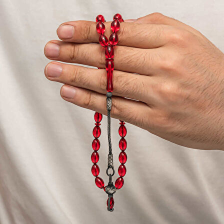 BlackCraft Gümüş 1000 Ayar Kazaz Püsküllü Sıkma Kehribar Tesbih (BC-90DA4F)