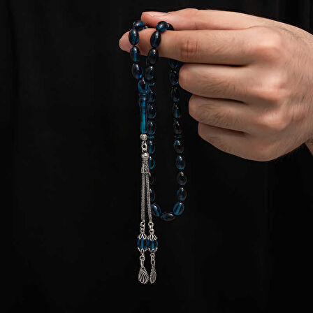 BlackCraft Gümüş Püskül Sıkma Kehribar Tesbih (BC-2EE3B4)