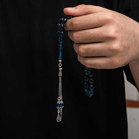 BlackCraft Gümüş Püskül Sıkma Kehribar Tesbih (BC-2EE3B4)