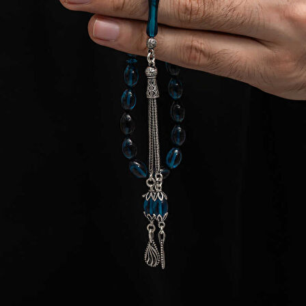 BlackCraft Gümüş Püskül Sıkma Kehribar Tesbih (BC-2EE3B4)