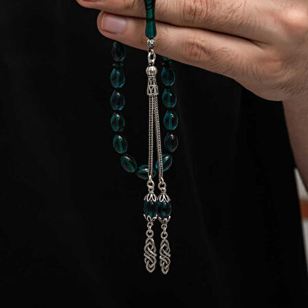 BlackCraft Gümüş Püskül Sıkma Kehribar Tesbih (BC-2EE3B4)