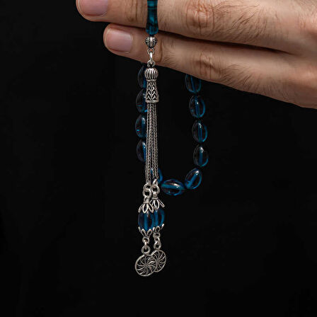 BlackCraft Gümüş Püskül Sıkma Kehribar Tesbih (BC-2EE3B4)