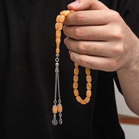 BlackCraft Gümüş Püskül Sıkma Kehribar Tesbih (BC-2EE3B4)