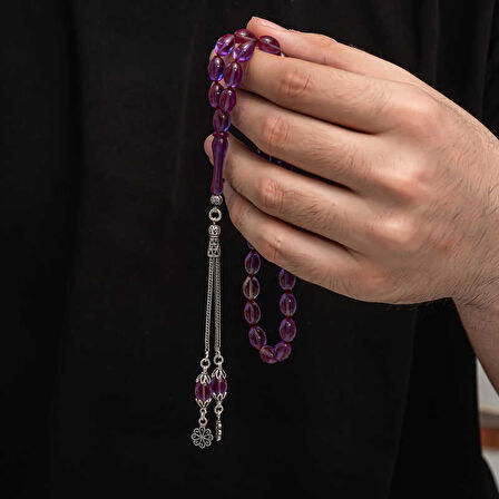 BlackCraft Gümüş Püskül Sıkma Kehribar Tesbih (BC-2EE3B4)