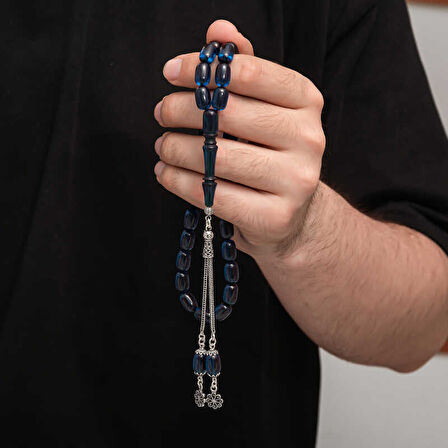 BlackCraft Gümüş Püskül Sıkma Kehribar Tesbih (BC-2EE3B4)