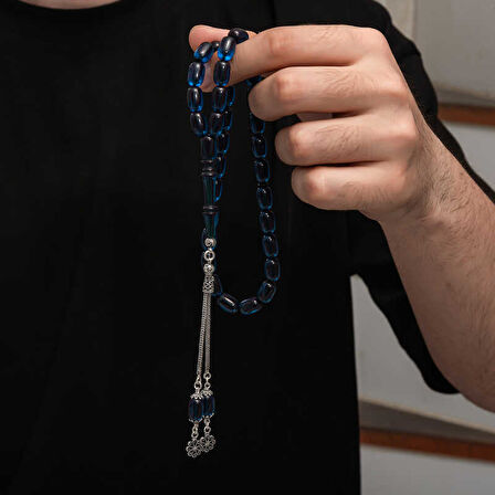 BlackCraft Gümüş Püskül Sıkma Kehribar Tesbih (BC-2EE3B4)