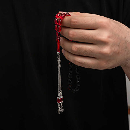 BlackCraft Gümüş Püskül Sıkma Kehribar Tesbih (BC-2EE3B4)