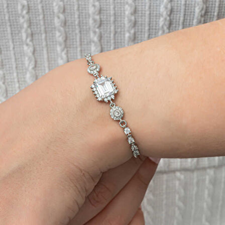 BlackCraft 925 Ayar Gümüş Baget Su Yolu Kadın Bileklik (BC-B1BE76)