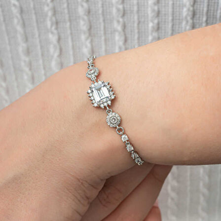 BlackCraft 925 Ayar Gümüş Baget Su Yolu Kadın Bileklik (BC-B1BE76)