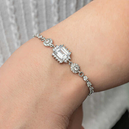 BlackCraft 925 Ayar Gümüş Baget Su Yolu Kadın Bileklik (BC-B1BE76)