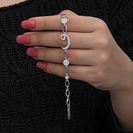 BlackCraft 925 Ayar Gümüş Vav Kadın Bileklik (BC-7F7204)