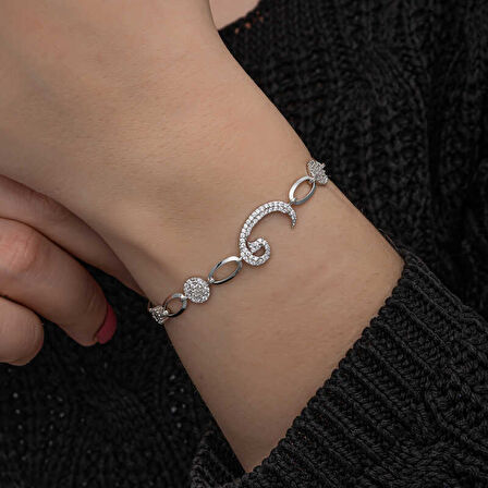 BlackCraft 925 Ayar Gümüş Vav Kadın Bileklik (BC-7F7204)