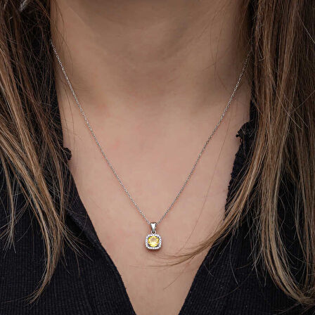 BlackCraft ​925 Ayar Gümüş Sarı Baget Taşlı Kadın Set (BC-831993)