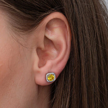 BlackCraft ​925 Ayar Gümüş Sarı Baget Taşlı Kadın Set (BC-831993)