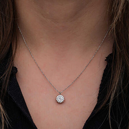 BlackCraft Gümüş Minimal Yuvarlak Anturaj Kadın Kolye (BC-2ACCE3)