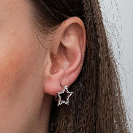 BlackCraft Gümüş Yıldız Kadın Küpe (BC-51C77E)