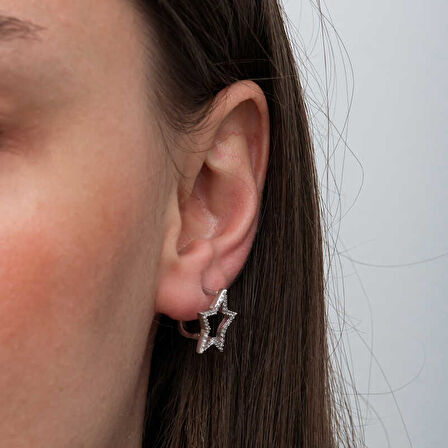 BlackCraft Gümüş Yıldız Kadın Küpe (BC-51C77E)