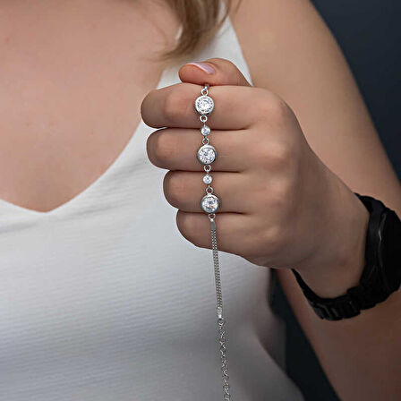 BlackCraft 925 Ayar Gümüş Yuvarlak Taşlı Kadın Bileklik (BC-BF03CB)