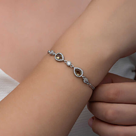 BlackCraft ​Gümüş Damla Zultanit Taşlı Kadın Bileklik (BC-04F7B4)