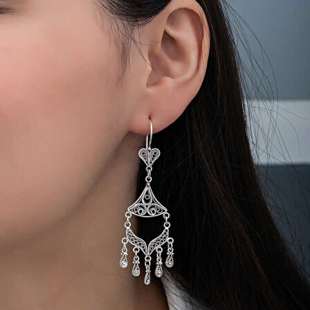 BlackCraft Gümüş Telkari Sallantılı Kadın Küpe (BC-D94014)