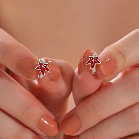 BlackCraft Gümüş Çınar Yaprağı Çocuk Küpesi (BC-83932B)