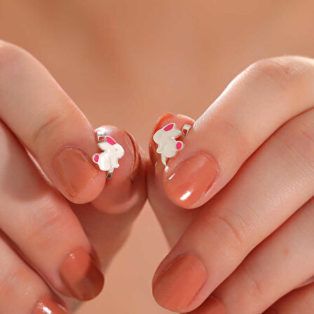 BlackCraft Gümüş Tavşan Çocuk Küpesi (BC-5B02B3)