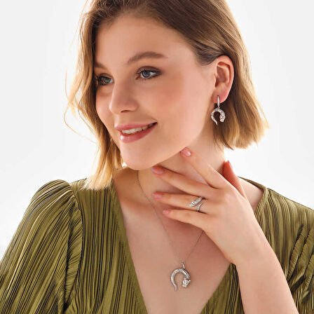 BlackCraft ​925 Ayar Gümüş Kaplan Figürlü Kadın Set (BC-430B39)