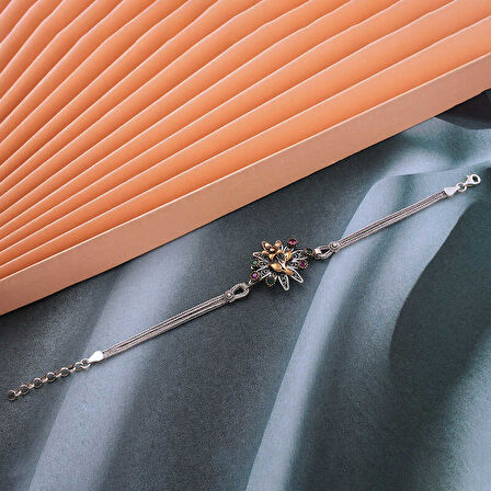 BlackCraft 925 Ayar Gümüş Çiçek Otantik Kadın Bileklik (BC-2EACC1)