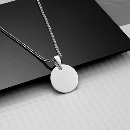 BlackCraft 925 Ayar Gümüş Yuvarlak Plaka Kolye (BC-D44061)