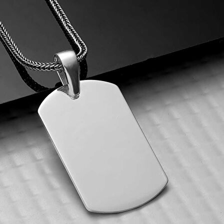 BlackCraft 925 Ayar Gümüş Kare Plaka Kolye (BC-FB6175)