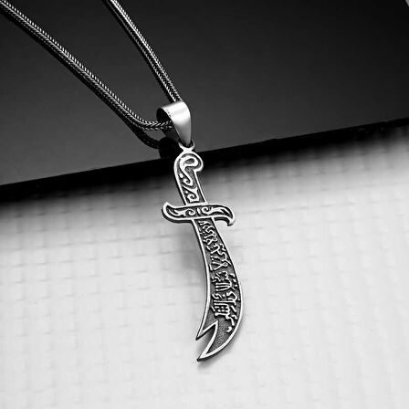 BlackCraft Gümüş Hz. Ali Zülfikar Kılıcı Kolye (BC-726FB4)