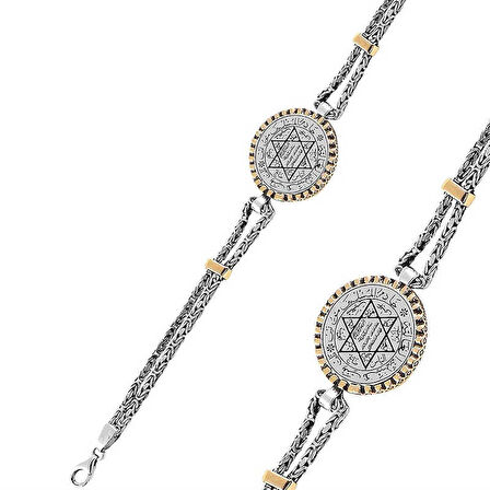 BlackCraft 925 Ayar Gümüş Süleyman Mührü Erkek Bileklik (BC-EA6433)