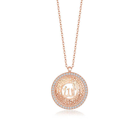 BlackCraft Gümüş Rose Allah Yazılı Kadın Kolye (BC-294686)
