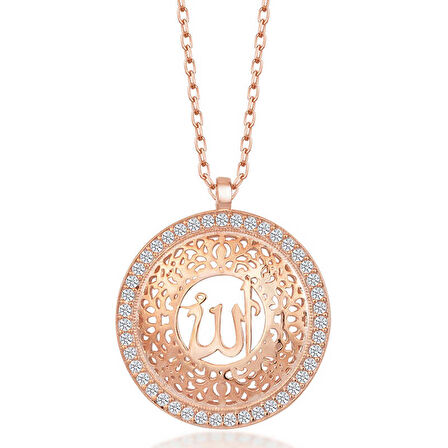 BlackCraft Gümüş Rose Allah Yazılı Kadın Kolye (BC-294686)