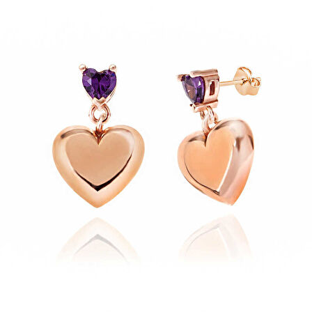 BlackCraft Gümüş Rose Kalp Çivili Kadın Küpe (BC-A2D469)