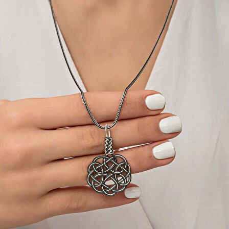 BlackCraft Gümüş Kazaziye Örgü Kadın Kolye (BC-617F98)