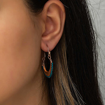 BlackCraft Gümüş Turkuaz Taşlı Bohem Küpe (BC-111D79)